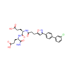 NC(=O)[C@@H](CCC(=O)O)NC(=O)[C@@H](CCC(=O)O)NC(=O)CCc1cc(-c2ccc(-c3cccc(Cl)c3)cc2)no1 ZINC000169701537