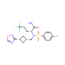 NC(=O)[C@@H](CCC(F)(F)F)N(C[C@H]1C[C@@H](c2ncon2)C1)S(=O)(=O)c1ccc(Cl)cc1 ZINC000254124782