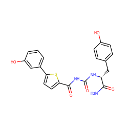 NC(=O)[C@@H](Cc1ccc(O)cc1)NC(=O)NC(=O)c1ccc(-c2cccc(O)c2)s1 ZINC000058568464