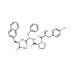 NC(=O)[C@@H](Cc1ccc2ccccc2c1)NC(=O)[C@H](Cc1ccccc1)NC(=O)[C@@H]1CCCN1C(=O)[C@@H](N)Cc1ccc(O)cc1 ZINC000036216378