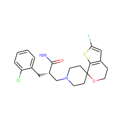 NC(=O)[C@@H](Cc1ccccc1Cl)CN1CCC2(CC1)OCCc1cc(F)sc12 ZINC000095562970