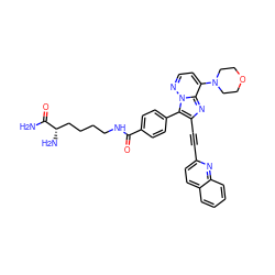 NC(=O)[C@@H](N)CCCCNC(=O)c1ccc(-c2c(C#Cc3ccc4ccccc4n3)nc3c(N4CCOCC4)ccnn23)cc1 ZINC001772600956