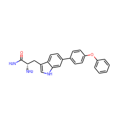 NC(=O)[C@@H](N)Cc1c[nH]c2cc(-c3ccc(Oc4ccccc4)cc3)ccc12 ZINC000146927667