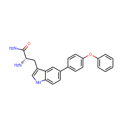 NC(=O)[C@@H](N)Cc1c[nH]c2ccc(-c3ccc(Oc4ccccc4)cc3)cc12 ZINC000146645383