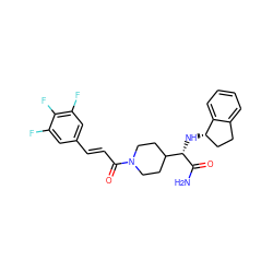 NC(=O)[C@@H](N[C@H]1CCc2ccccc21)C1CCN(C(=O)/C=C/c2cc(F)c(F)c(F)c2)CC1 ZINC000073169727