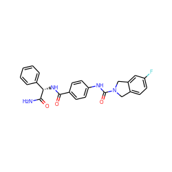 NC(=O)[C@@H](NC(=O)c1ccc(NC(=O)N2Cc3ccc(F)cc3C2)cc1)c1ccccc1 ZINC000166544787