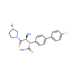 NC(=O)[C@@H](c1ccc(-c2ccc(F)cc2)cc1)[C@H](N)C(=O)N1CC[C@H](F)C1 ZINC000014947757