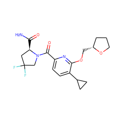 NC(=O)[C@@H]1CC(F)(F)CN1C(=O)c1ccc(C2CC2)c(OC[C@@H]2CCCO2)n1 ZINC000146190355