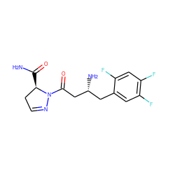 NC(=O)[C@@H]1CC=NN1C(=O)C[C@H](N)Cc1cc(F)c(F)cc1F ZINC000040864149
