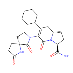 NC(=O)[C@@H]1CC[C@H]2CC(C3CCCCC3)=C(N3CC[C@]4(CCC(=O)N4)C3=O)C(=O)N21 ZINC000026840345