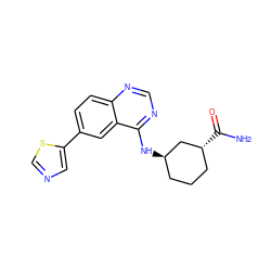 NC(=O)[C@@H]1CCC[C@@H](Nc2ncnc3ccc(-c4cncs4)cc23)C1 ZINC000299852554