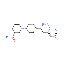 NC(=O)[C@@H]1CCCN([C@H]2CC[C@@H]([C@H](N)Cc3cc(F)ccc3F)CC2)C1 ZINC000101403002