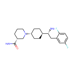 NC(=O)[C@@H]1CCCN([C@H]2CC[C@H]([C@H](N)Cc3cc(F)ccc3F)CC2)C1 ZINC000101403010