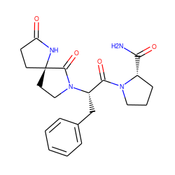 NC(=O)[C@@H]1CCCN1C(=O)[C@H](Cc1ccccc1)N1CC[C@]2(CCC(=O)N2)C1=O ZINC000013604201