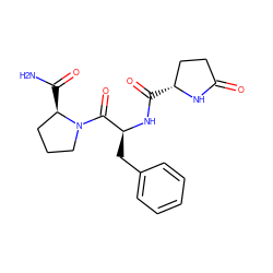 NC(=O)[C@@H]1CCCN1C(=O)[C@H](Cc1ccccc1)NC(=O)[C@@H]1CCC(=O)N1 ZINC000004899474