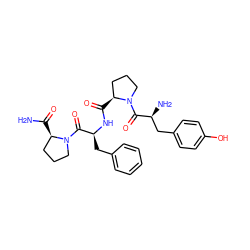 NC(=O)[C@@H]1CCCN1C(=O)[C@H](Cc1ccccc1)NC(=O)[C@H]1CCCN1C(=O)[C@@H](N)Cc1ccc(O)cc1 ZINC000027305952