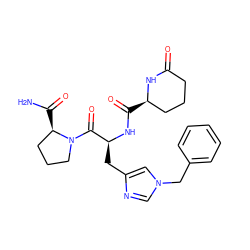 NC(=O)[C@@H]1CCCN1C(=O)[C@H](Cc1cn(Cc2ccccc2)cn1)NC(=O)[C@@H]1CCCC(=O)N1 ZINC000028642681