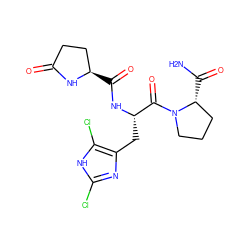 NC(=O)[C@@H]1CCCN1C(=O)[C@H](Cc1nc(Cl)[nH]c1Cl)NC(=O)[C@@H]1CCC(=O)N1 ZINC000653733683