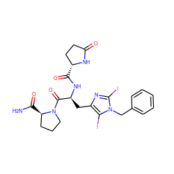 NC(=O)[C@@H]1CCCN1C(=O)[C@H](Cc1nc(I)n(Cc2ccccc2)c1I)NC(=O)[C@@H]1CCC(=O)N1 ZINC000653738882