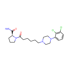 NC(=O)[C@@H]1CCCN1C(=O)CCCCCN1CCN(c2cccc(Cl)c2Cl)CC1 ZINC000169310360