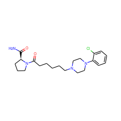 NC(=O)[C@@H]1CCCN1C(=O)CCCCCN1CCN(c2ccccc2Cl)CC1 ZINC000169310355