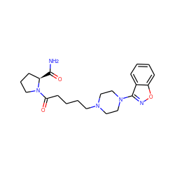 NC(=O)[C@@H]1CCCN1C(=O)CCCCN1CCN(c2noc3ccccc23)CC1 ZINC000169310361