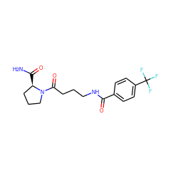 NC(=O)[C@@H]1CCCN1C(=O)CCCNC(=O)c1ccc(C(F)(F)F)cc1 ZINC000084742201