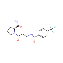 NC(=O)[C@@H]1CCCN1C(=O)CCNC(=O)c1ccc(C(F)(F)F)cc1 ZINC000071570164