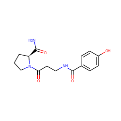 NC(=O)[C@@H]1CCCN1C(=O)CCNC(=O)c1ccc(O)cc1 ZINC000084688944