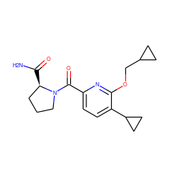 NC(=O)[C@@H]1CCCN1C(=O)c1ccc(C2CC2)c(OCC2CC2)n1 ZINC000146370459