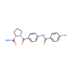 NC(=O)[C@@H]1CCCN1C(=O)c1ccc(NC(=O)c2ccc(O)cc2)cc1 ZINC000084741455