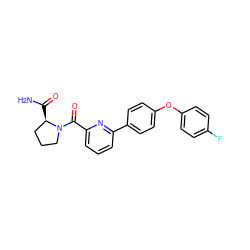 NC(=O)[C@@H]1CCCN1C(=O)c1cccc(-c2ccc(Oc3ccc(F)cc3)cc2)n1 ZINC000113665992