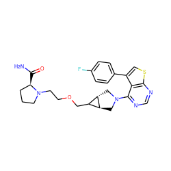 NC(=O)[C@@H]1CCCN1CCOCC1[C@@H]2CN(c3ncnc4scc(-c5ccc(F)cc5)c34)C[C@@H]12 ZINC000146408372