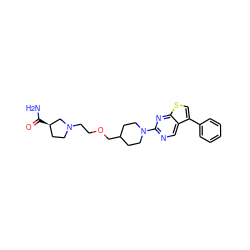 NC(=O)[C@@H]1CCN(CCOCC2CCN(c3ncc4c(-c5ccccc5)csc4n3)CC2)C1 ZINC000146477752