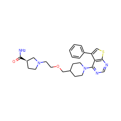 NC(=O)[C@@H]1CCN(CCOCC2CCN(c3ncnc4scc(-c5ccccc5)c34)CC2)C1 ZINC000146399032