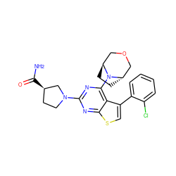 NC(=O)[C@@H]1CCN(c2nc(N3[C@H]4CC[C@H]3COC4)c3c(-c4ccccc4Cl)csc3n2)C1 ZINC000653762247