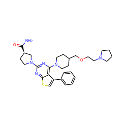 NC(=O)[C@@H]1CCN(c2nc(N3CCC(COCCN4CCCC4)CC3)c3c(-c4ccccc4)csc3n2)C1 ZINC000146453061