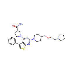 NC(=O)[C@@H]1CCN(c2nc(N3CCC(COCCN4CCCC4)CC3)nc3scc(-c4ccccc4)c23)C1 ZINC000146406298