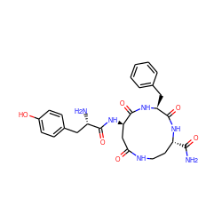 NC(=O)[C@@H]1CCNC(=O)C[C@@H](NC(=O)[C@@H](N)Cc2ccc(O)cc2)C(=O)N[C@@H](Cc2ccccc2)C(=O)N1 ZINC000026183730