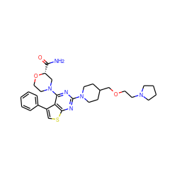 NC(=O)[C@@H]1CN(c2nc(N3CCC(COCCN4CCCC4)CC3)nc3scc(-c4ccccc4)c23)CCO1 ZINC000146436747