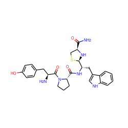 NC(=O)[C@@H]1CS[C@H]([C@H](Cc2c[nH]c3ccccc23)NC(=O)[C@@H]2CCCN2C(=O)[C@@H](N)Cc2ccc(O)cc2)N1 ZINC000095607669