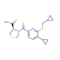 NC(=O)[C@@H]1CSCN1C(=O)c1ccc(C2CC2)c(OCC2CC2)n1 ZINC000146261808