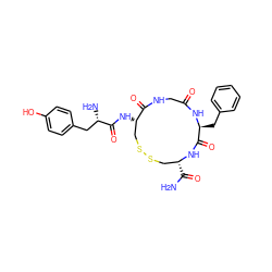 NC(=O)[C@@H]1CSSC[C@H](NC(=O)[C@@H](N)Cc2ccc(O)cc2)C(=O)NCC(=O)N[C@@H](Cc2ccccc2)C(=O)N1 ZINC000036216399