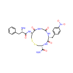 NC(=O)[C@@H]1CSSC[C@H](NC(=O)[C@@H](N)Cc2ccccc2)C(=O)NCC(=O)N[C@H](Cc2ccc([N+](=O)[O-])cc2)C(=O)N1 ZINC000027085372