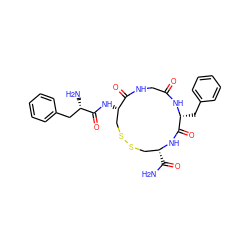 NC(=O)[C@@H]1CSSC[C@H](NC(=O)[C@@H](N)Cc2ccccc2)C(=O)NCC(=O)N[C@H](Cc2ccccc2)C(=O)N1 ZINC000027098321