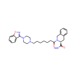 NC(=O)[C@@H]1Cc2ccccc2CN1C(=O)CCCCCCN1CCN(c2noc3ccccc23)CC1 ZINC000169310394