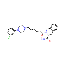 NC(=O)[C@@H]1Cc2ccccc2CN1C(=O)CCCCCN1CCN(c2cccc(Cl)c2)CC1 ZINC000169310380