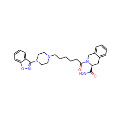 NC(=O)[C@@H]1Cc2ccccc2CN1C(=O)CCCCCN1CCN(c2noc3ccccc23)CC1 ZINC000169310392