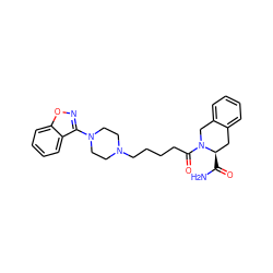 NC(=O)[C@@H]1Cc2ccccc2CN1C(=O)CCCCN1CCN(c2noc3ccccc23)CC1 ZINC000169310388