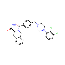 NC(=O)[C@@H]1Cc2ccccc2CN1C(=O)c1ccc(CN2CCN(c3cccc(Cl)c3Cl)CC2)cc1 ZINC000169310385